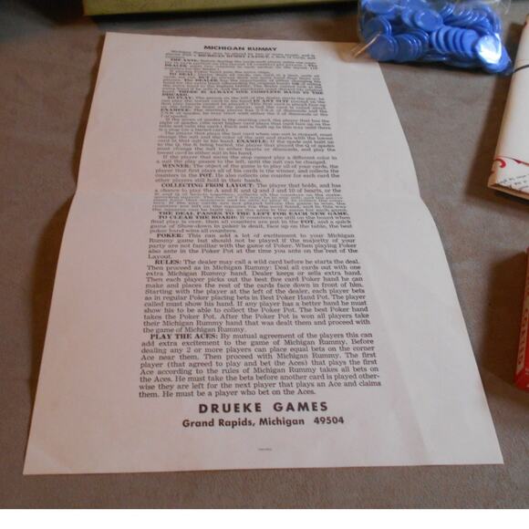 Vintage Michigan Rummy WM F Drueke & Sons #7150 Complete Tripoley - Picture 6 of 9